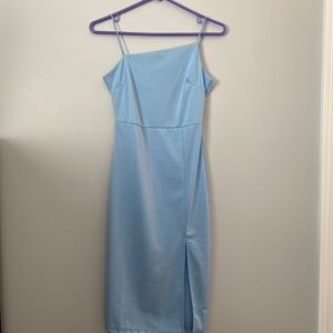 Asymmetric Neckline Bodycon Mini Dress Split Dress